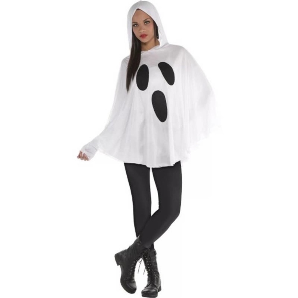 Ghost adult Costume poncho NWT - White and Black OSFM